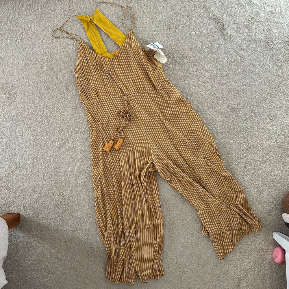 Band of Gypsies Mustard Striped Jumpsuit